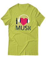 T-Shirt Αντρικό - I Love Music - Color Thumbnail Λαχανί