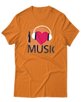 T-Shirt Αντρικό - I Love Music - Color Thumbnail Πορτοκαλί