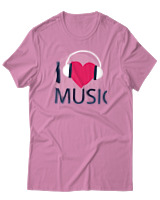 T-Shirt Αντρικό - I Love Music - Color Thumbnail Ροζ