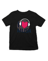 T-Shirt  Παιδικό - I Love Music - Color Thumbnail Μαύρο