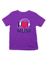 T-Shirt  Παιδικό - I Love Music - Color Thumbnail Σκούρο Μωβ