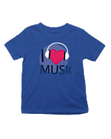 T-Shirt  Παιδικό - I Love Music - Color Thumbnail Μπλε Ρουά