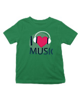 T-Shirt  Παιδικό - I Love Music - Color Thumbnail Πράσινο
