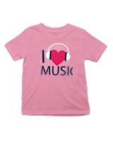 T-Shirt  Παιδικό - I Love Music - Color Thumbnail Ροζ
