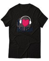 T-Shirt  Γυναικείο - I Love Music - Color Thumbnail Μαύρο