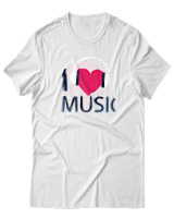T-Shirt  Γυναικείο - I Love Music - Color Thumbnail Άσπρο