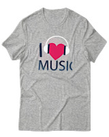 T-Shirt  Γυναικείο - I Love Music - Color Thumbnail Γκρί Μελανζέ