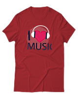 T-Shirt  Γυναικείο - I Love Music - Color Thumbnail Κόκκινο