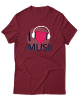 T-Shirt  Γυναικείο - I Love Music - Color Thumbnail Σκούρο Κόκκινο