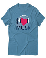 T-Shirt  Γυναικείο - I Love Music - Color Thumbnail Τυρκουάζ