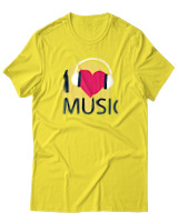 T-Shirt  Γυναικείο - I Love Music - Color Thumbnail Κίτρινο