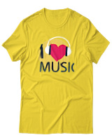 T-Shirt  Γυναικείο - I Love Music - Color Thumbnail Κίτρινο Χρυσό