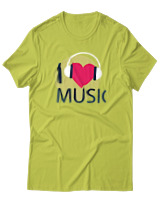T-Shirt  Γυναικείο - I Love Music - Color Thumbnail Λαχανί