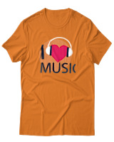 T-Shirt  Γυναικείο - I Love Music - Color Thumbnail Πορτοκαλί