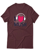 T-Shirt  Γυναικείο - I Love Music - Color Thumbnail Μπορντό