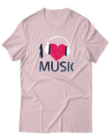 T-Shirt  Γυναικείο - I Love Music - Color Thumbnail Απαλό Ροζ