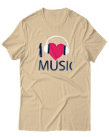 T-Shirt  Γυναικείο - I Love Music - Color Thumbnail Μπέζ