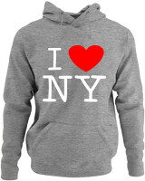 Φούτερ με κουκούλα - I Love New York - Color Thumbnail Γκρι Μελανζέ