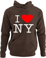 Φούτερ με κουκούλα - I Love New York - Color Thumbnail Καφέ