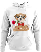 Φούτερ με κουκούλα - I Love You Dog - Color Thumbnail ΄Ασπρο