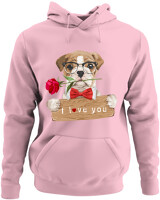Φούτερ με κουκούλα - I Love You Dog - Color Thumbnail Pink