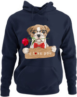 Φούτερ με κουκούλα - I Love You Dog - Color Thumbnail Navy Blue
