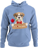 Φούτερ με κουκούλα - I Love You Dog - Color Thumbnail Blue Carolina