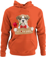 Φούτερ με κουκούλα - I Love You Dog - Color Thumbnail Πορτοκαλί