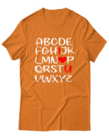 T-Shirt Unisex - I Love You - Color Thumbnail Πορτοκαλί