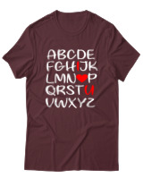 T-Shirt Unisex - I Love You - Color Thumbnail Μπορντό