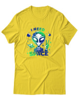 T-Shirt Αντρικό - I Need Space Alien - Color Thumbnail Χρυσό Κίτρινο