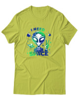 T-Shirt Αντρικό - I Need Space Alien - Color Thumbnail Λαχανί