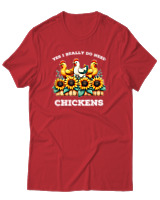 T-Shirt Αντρικό - I Really Do Need Chickens - Color Thumbnail Κόκκινο