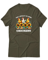 T-Shirt Αντρικό - I Really Do Need Chickens - Color Thumbnail Χακί