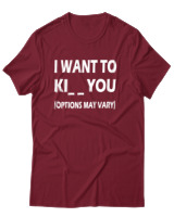T-Shirt Unisex - I Want To Ki You - Color Thumbnail Σκούρο Κόκκινο