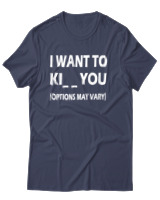 T-Shirt Unisex - I Want To Ki You - Color Thumbnail Μπλε Γκρι