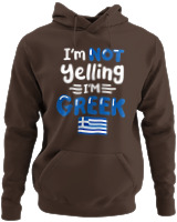 Φούτερ με κουκούλα - I'm Not Yelling I'm Greek - Color Thumbnail Καφέ