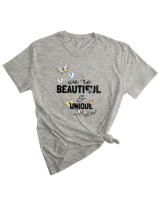 T-Shirt Woman Fashion Γυναικείο - In A Field Of Roses Be A Butterfly - Color Thumbnail GREY MELANZE