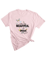 T-Shirt Woman Fashion Γυναικείο - In A Field Of Roses Be A Butterfly - Color Thumbnail PALE PINK