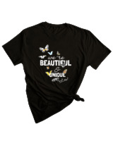 T-Shirt Woman Fashion Γυναικείο - In A Field Of Roses Be A Butterfly - Color Thumbnail BLACK