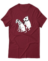 T-Shirt Unisex - Inked Dalmatian - Color Thumbnail Σκούρο Κόκκινο