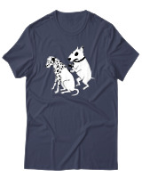 T-Shirt Unisex - Inked Dalmatian - Color Thumbnail Μπλε Γκρι