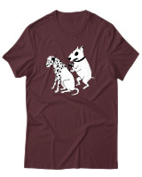 T-Shirt Unisex - Inked Dalmatian - Color Thumbnail Μπορντό