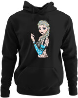 Φούτερ με κουκούλα - Inked Elsa - Color Thumbnail Μαύρο