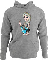 Φούτερ με κουκούλα - Inked Elsa - Color Thumbnail Γκρι Μελανζέ