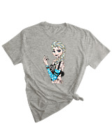 T-Shirt Woman Fashion Γυναικείο - Inked Elsa - Color Thumbnail GREY MELANZE
