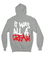 Ζακέτα Φούτερ με κουκούλα Αντρικό - It Was All A Dream - Color Thumbnail Γκρι Μελανζέ