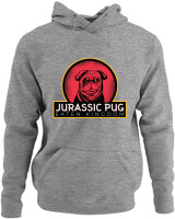 Φούτερ με κουκούλα - Jurassic Pug - Color Thumbnail Γκρι Μελανζέ