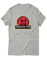 T-Shirt Αντρικό - Jurassic Pug - Color Thumbnail Γκρι Μελανζέ