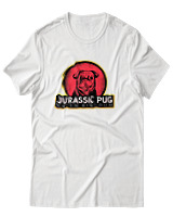 T-Shirt Αντρικό - Jurassic Pug - Color Thumbnail Άσπρο